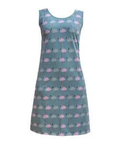 Figursyet kjole uden ærmer med flamingoer